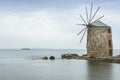 Ancient windmills of chios at night