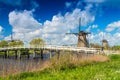 Ancient windmils near Kinderdijk, Netherlands Royalty Free Stock Photo