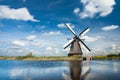 Ancient windmils near Kinderdijk, Netherlands Royalty Free Stock Photo