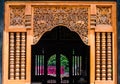 an ancient window with light and shadow in a temple (Wat Lok Moli) Royalty Free Stock Photo