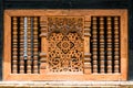 an ancient window with light and shadow in a temple (Wat Lok Moli) Royalty Free Stock Photo