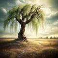 Ancient Wisdom: Illustration of an Old, Weathered Tree