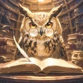 Ancient Wisdom: Scholarly Owl on Antique Desk