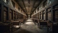 Ancient wisdom vanishing in abandoned library archives generated by AI
