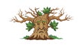 Ancient Wise Tree with Face, Fantasy Nature Element, vector design Generative AI Royalty Free Stock Photo