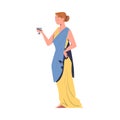 Ancient Woman Roman Character from Classical Antiquity with Goblet Vector Illustration Royalty Free Stock Photo