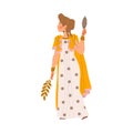 Ancient Woman Roman Character from Classical Antiquity with Laurel Branch and Mirror Vector Illustration Royalty Free Stock Photo