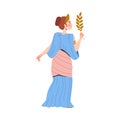 Ancient Woman Roman Character from Classical Antiquity with Laurel Branch Vector Illustration Royalty Free Stock Photo
