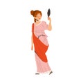 Ancient Woman Roman Character from Classical Antiquity Looking in Mirror Vector Illustration Royalty Free Stock Photo