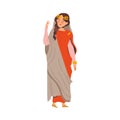 Ancient Woman Roman Character from Classical Antiquity Standing and Smiling Vector Illustration Royalty Free Stock Photo