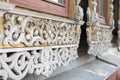 Ancient wood carving on the house in daylight against the blue sky Royalty Free Stock Photo