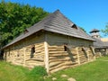 Ancient wood house, copy of buiding from 9 century, open-air museum, archeoskanzen Modra