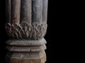 An ancient wood Pillar design on black background, Royalty Free Stock Photo