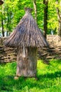 Ancient wooden beehives in old rural apiary Royalty Free Stock Photo