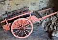 Ancient wooden cart, in a passage, in Ghivizzano in the province of Lucca, one of the beautiful and ancient medieval villages exis