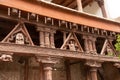 Ancient wooden carving on the entrance to Alchi monastery in Ladakh, India. Alchi monastery is a famous Buddhist temple near Leh, Royalty Free Stock Photo