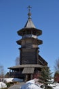 Ancient wooden Church of Annunciation of Blessed Virgin Mary in Annunciation village, courtyard of Holy Trinity Sergius Lavra in e