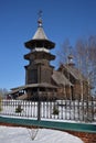 Ancient wooden Church of Annunciation of Blessed Virgin Mary in Annunciation village, courtyard of Holy Trinity Sergius Lavra in e