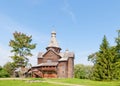 Ancient wooden church in Russian village. Royalty Free Stock Photo