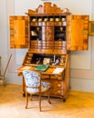 Ancient wooden dresser in museum, Europe, nobody