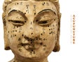 Ancient wooden female face showing acupuncture points,