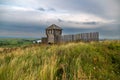 Ancient wooden fortress on a background of river spaces. Russia, Tatarstan, ancient Bulgar fortress in Yelabuga