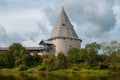 Ancient wooden fortress, a fortress in Russian village, Royalty Free Stock Photo