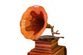 Ancient wooden gramophone. The Gramophone or phonograph is a device for the mechanical recording and reproduction of sound