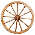 Ancient wooden grunge wagon wheel in country style isolated on w Royalty Free Stock Photo