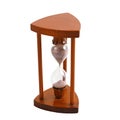 Ancient wooden hourglass over white