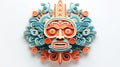 Ancient wooden Mayan mask on white background Royalty Free Stock Photo