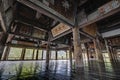 Ancient wooden Pavilion main hall decorating with old paintings Royalty Free Stock Photo