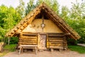 ancient wooden slavic house. slavic historical heritage.