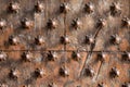 Ancient wooden spiked door detail i Royalty Free Stock Photo