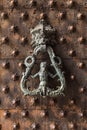 Ancient wooden spiked door detail i Royalty Free Stock Photo