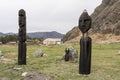 Ancient wooden statues for worship during paganism. symbol of the worship of pagan tribes