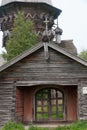 Ancient wooden tent church of Nativity of Virgin 1659 in summer,  Gimreka village, Podporozhsky district, Leningrad region, Russ Royalty Free Stock Photo