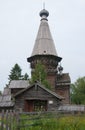 Ancient wooden tent church of Nativity of Virgin 1659 in summer,  Gimreka village, Podporozhsky district, Leningrad region, Russ Royalty Free Stock Photo