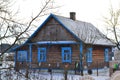 Ancient wooden traditional russian house. Vintage village of Belarus Royalty Free Stock Photo
