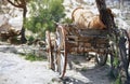 Ancient wooden wheeled wagon