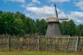 Ancient wooden windmill in the countryside, Rumsiskes Lithuania Royalty Free Stock Photo