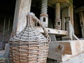An ancient wooden Wine press. Royalty Free Stock Photo