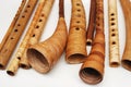 Ancient woodwind folk instruments Royalty Free Stock Photo