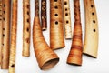 Ancient woodwind folk instruments Royalty Free Stock Photo