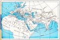 Ancient World Map of Europe, Asia and Africa, vintage engraving Royalty Free Stock Photo