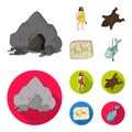 Ancient, world, stone age .Stone age set collection icons in cartoon,flat style vector symbol stock illustration web. Royalty Free Stock Photo