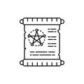 Ancient writing line icon. Isolated vector element.