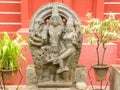 Bangalore, Karnataka, India - September 8, 2009 Ancient stone sculpture of Lord Vishnu with Goddess Lakshmi at Government museum