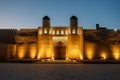 The ancient Zindan building and entrance gate to the fortress in the city of Khiva in Khorezm. Kohna Ark gates of the