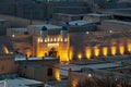 The ancient Zindan building and entrance gate to the fortress in the city of Khiva in Khorezm. Kohna Ark gates of the